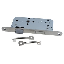 FELGNER Door Mortice Lock Deadlock for Wooden Room Doors | Lock Box Made of Galvanised Sheet Metal + Stainless Steel Strike Plate + Plastic Latch | Backset 55 mm - DIN Left and Right - 2 Keys