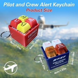 2Pcs Pilot Alert Keychain - EGPWS Warning Sound Simulator with LED Light, Realistic Mini Aviation Cockpit Safety Button for Aviation Enthusiasts & Pilots Gift (Flight Simulator Accessory)