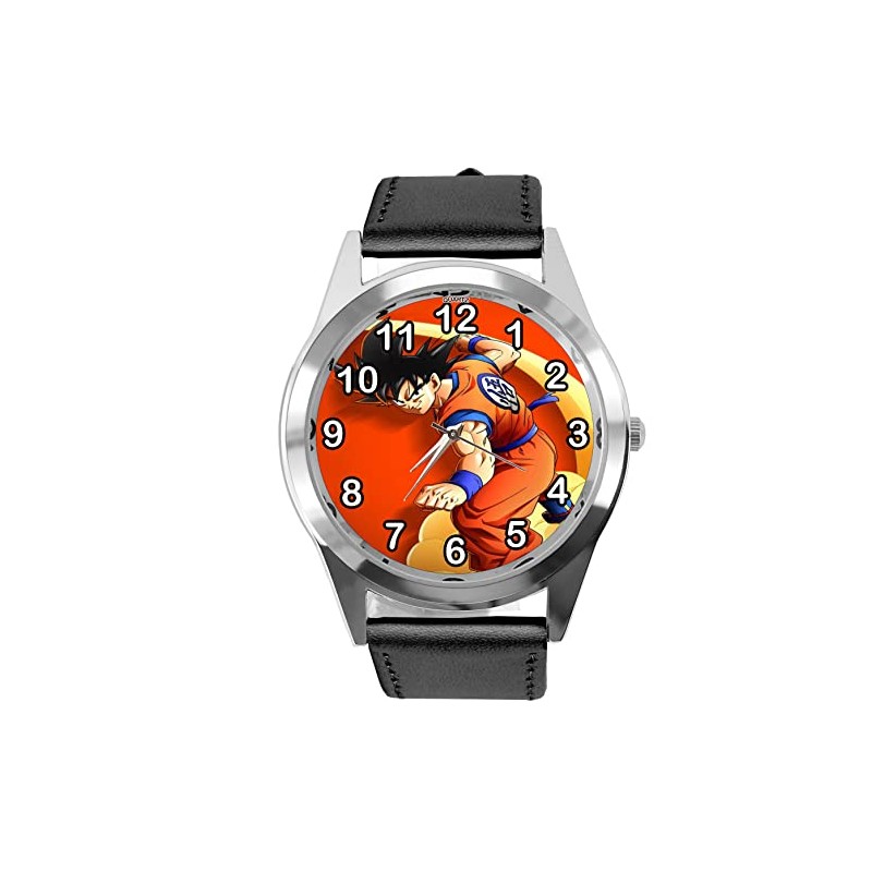 TAPORT Black Leather Round Watch for Anime Fighters Fans
