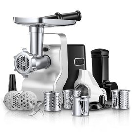 Electric Meat Grinder Heavy Duty - 5 in1 Meat Grinders for Home Use - 3000W Max Powerful - Sausage Stuffer with 3 Stainless Steel Grinding Plates - Size #12 (black)