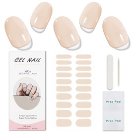 JMEOWIO Gel Nail Stickers Apricot Semi Cured Gel Nail Strips Wraps UV/LED Nails Art Design Decoration Accessories