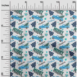 oneOone Velvet Medium Blue Fabric Christmas Quilting Supplies Print Sewing Fabric by The Yard 58 Inch Wide