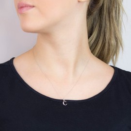 Carissima Gold Women's 9 ct White Gold Cubic Zirconia Initial C Pendant on 9 ct White Gold 0.8 mm Prince of Wales Chain Necklace of Length 46 cm/18 Inch