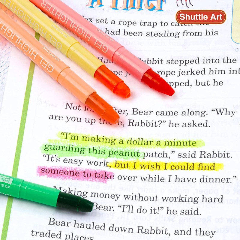Shuttle Art Highlighter Pens 8 Colors 16-Piece Set Solid Highlighter