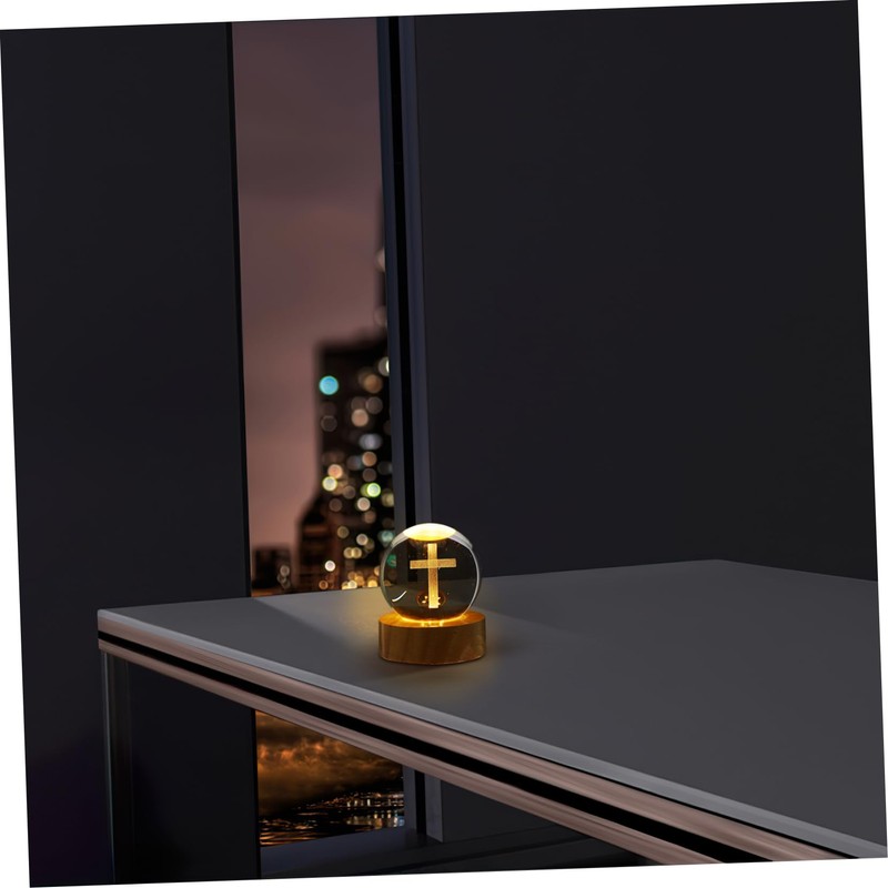 Levemolo Crystal Ball Night Light: Pattern Crystal Ball with Wood