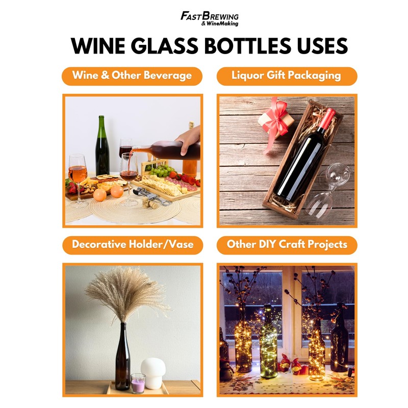 FastRack - 375 ml Clear Hock Liquor Wine Bottles (Pack