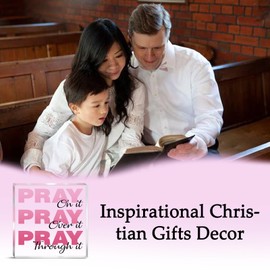 Room Decor For Women Man Office Desk Accessories Inspirational Pink Decor Christian Gifts For Cubicle Dorm Bathroom Kitchen Pray On It Pray Over It Bible Verse Sign