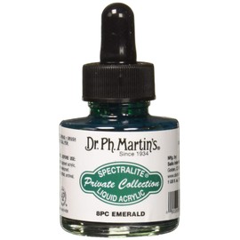 Dr. Ph. Martin's Spectralite Private Collection Liquid Acrylics (8PC) Arcylic Paint Bottle, 1.0 oz, Emerald
