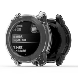 [2 Pack] Miimall Sport Case for Garmin Instinct 3 50mm Rugged Cover, Lightweight, Scratch Resistant, Men Slim Protective Bumper Soft TPU Frame for Instinct 3 Solar/AMOLED(Black&Clear)