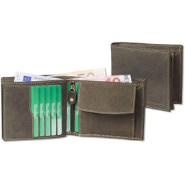 Woodland - Landscape cards with space for 11 credit cards made of natural, soft buffalo leather in dark-brown/taupe