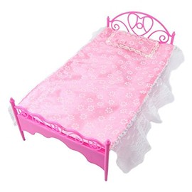 Fat-catz-copy-catz 1x Pink Mini Bed With Pillow for Dolls Dollhouse Bedroom Furniture