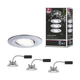 Paulmann 99929 Calla LED recessed luminaire Round Set of 3 incl. 3x6W IP65 recessed Spotlight Chrome matt Cabinet Light Plastic recessed lamp 4000K