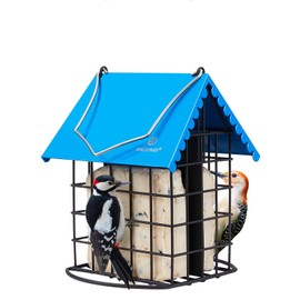 Kingsyard Double Suet Bird Feeder with Weatherproof Roof + Kingsyard Squirrel Feeder Box for Outside