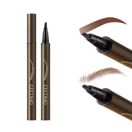 SIYDYRIT 2 Pack Liquid Eyebrow Pencils with Multiple Fork Tips, Microblading Eyebrow Brush Pen for Women, Waterproof Quick Dry Brow Makeup for Natural looking(#02,Brown)