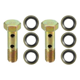 QUARKZMAN Universal M8 x 1.25 32 mm Length Motorcycle 6 Bracket Hollow Screws with Washers Set Brake Hollow Screws Metric Thread Bronze Colour - Pack of 8