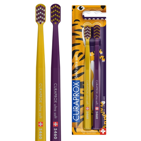 Curaprox CS 5460 Manual Toothbrush Ultra Soft Special Edition Tiger Pack of 2 Soft Toothbrush