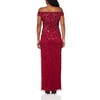 Adrianna Papell Women's Off Shoulder Beaded Dress, Cranberry