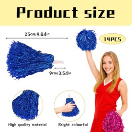 Cheerleader Pompons, 14 Stücke Pompoms Cheerleading, Für Sportveranstaltungen Tanzpartys Schulfeiern Ballspiele Karnevalspartys Verwendet（Gold Rot Silber Blau Lila Grün Rosa）