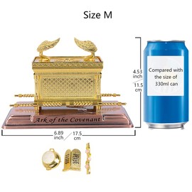 BRTAGG - Estatua chapada en oro con contenido, vara de Aaron, maná, piedra de diez mandments (mediana)