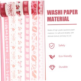 STOBOK 10rolls Valentine's Day Washi Tape for Crafts Scrapbooking Wrapping Decorative Masking Tape Love Patterns for Journals Planners