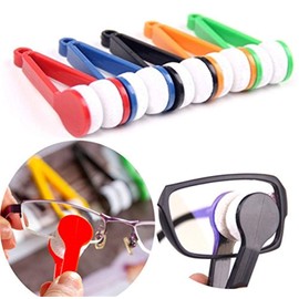 5 Pcs Mini Sun Glasses Eyeglass Microfiber Spectacles Cleaner Soft Brush Cleaning Tool Mini Microfiber Glasses Eyeglasses Cleaner Cleaning Clip (Blue,Green,Black,Red,Orange)