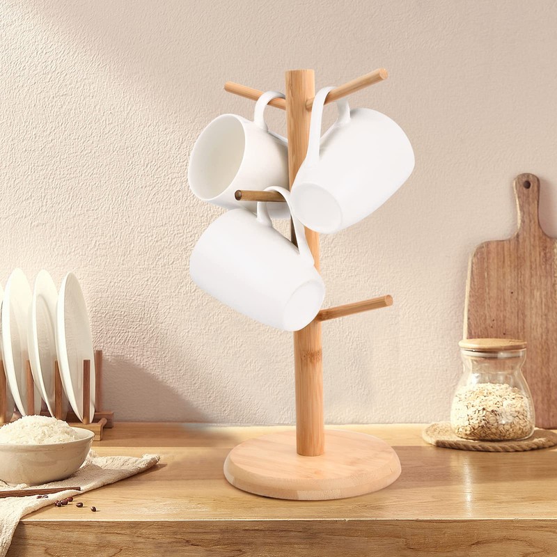 Chstarina Wooden Cup Stand, Bamboo Wooden Cup Holder, Pretzel Holder,