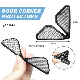 NYTKL 2PCS Car Door Protector Edge Guards, Anti-Collision Carbon Fiber Auto Door Corner Guards Sticker, Self-Adhesive Edge Protector Corner Cover Exterior Decor for Car Truck SUV (Silver)