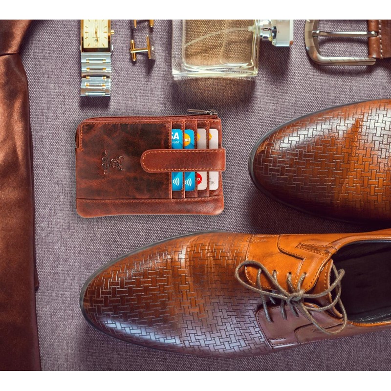 MATADOR K-0111 Key Ring Real Leather with Credit Cards, antique