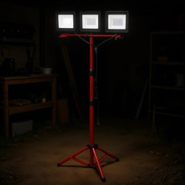 LED Portable Camping Light Stand 15000 Lumens 3 Heads AC Power Cord Indoor Outdoor Job Site Work Light Red Aluminum AlloyDefault: Default
