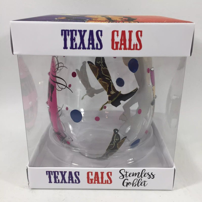 Texas Gals Bedazzled & Painted Howdy Y'All 18oz Glass Stemless