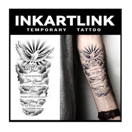 INKARTLINK Tattoo Tech, 2 Sheets Extra Large Semi Permanent Tattoo, Adult Art Design Temporary Tattoos, Lasts 1-2 Weeks, Waterproof, Realistic Look, No Adhesive, No Reflection (religion)304