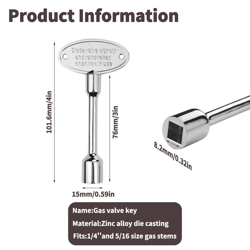 OXDFK 3 Inch Universal Gas Valve Key, Universal Valve Key