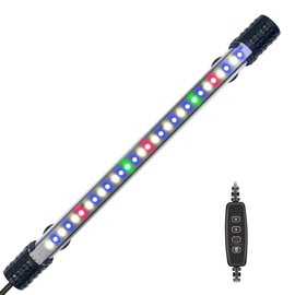 VARMHUS Submersible LED Aquarium Light,Fish Tank Light with Timer Auto On/Off Dimming Function,3 Light Modes Dimmable&4-Color Lamp Beads,10 Brightness Levels Optional&3 Levels of timed Loop RGB-29cm