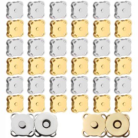 Wzenclave 40 Sets Magnetic Snap Buttons 14mm Plum Magnetic Snap Closures Fastener Sew in Magnetic Bag Clasps Magnet Button for DIY Craft Sewing Bag Purse Leather Clothing Scrapbooking (Silver/Golden)
