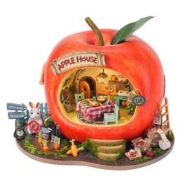 CUTEROOM Dollhouse Kit, DIY Miniature House Kit-Apple House