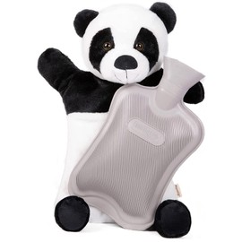 HomeTop Premium Adorable Rubber Hot or Cold Water Bottle with Cute Stuffed Panda Cover (2 Liters, Gray)