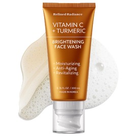 Refined Radiance Vitamin C & Turmeric Face Wash – Dermatologist Tested, Anti-Aging, Korean Skin Care – Evens Skin Tone, Reduces Dark Spots, Boosts Radiance – Clean Vegan Beauty – 200 ML