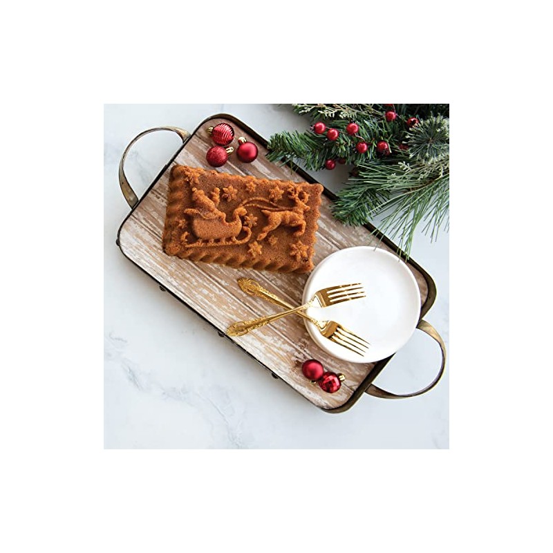 Nordicware 90848 Molde Panqueque Trineo con Santa, Aluminio, 1.4 L