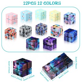 12 Cubos Infinitos Mini Bloques Inquietos Juguete de Escritorio de Minicubo Infinito Herramienta Sensorial Bloques de Inquietud Cubo Mágico de Tirón de Rompecabezas para Cumpleaños