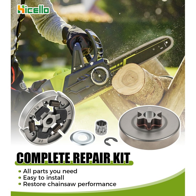 Hicello Ms170 Sprocket 3/8" 6T Clutch Drum Kit Replacement for