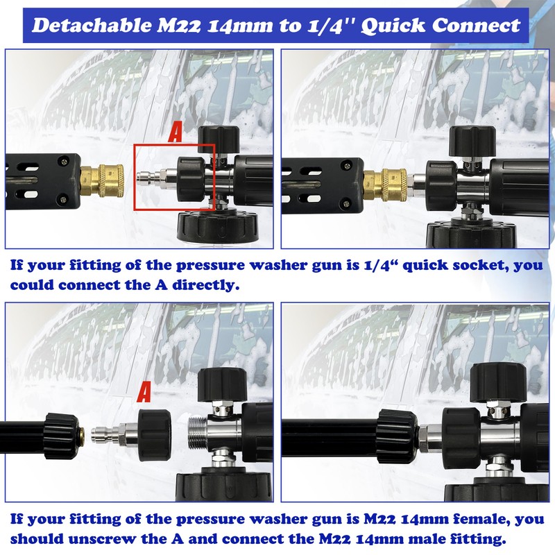 Tool Daily Pressure Washer Foam Cannon with Dual-Connector Accessory, Power