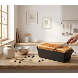 JINYEZI Cast Iron Bread Loaf Pan with Lid - 10x4.7 Inch Pre-Seasoned Dutch Oven Style Bread Baker for Perfect Sourdough, Artisan & Sandwich Bread - Heavy Duty & Nonstick, Oven Safe