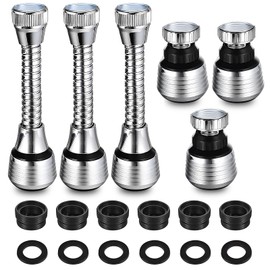 Pack of 6 Tap Extension, Tap Hose, 360 Degree Tap Attachment, Kitchen Extension Tap, Rotating Tap Aerator, Flexible Aerator for Bathroom, Sink