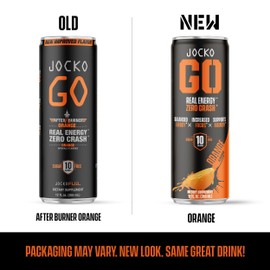 Origin Jocko GO Energy Drink (Afterburner Orange) - KETO, Vitamin B12, Vitamin B6, Electrolytes, L Theanine, Magnesium- All Natural Energy Boost, Sugar Free Nootropic Monk Fruit Blend - 12 Pack
