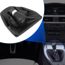 FanPaYY Gear Knob + Gear Stick Gaiter 6 Gears Gear Head Gear Lever for 3 Series E90 E91 E92 E93 2005-2013, Black