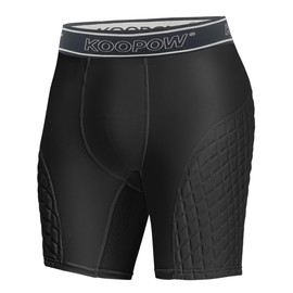 KOOPOW Adult Padded Sliding Shorts Men Slider Shorts Sliding Pads for Baseball, Football, Lacrosse, Hockey, Black All, Small