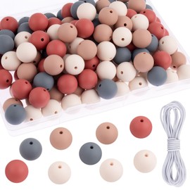 Difenni Silicone Beads, 15mm Silicone Beads for Keychain Making 70Pcs Silicone Beads Bulk 4 Color Rubber Beads Loose Silicone Beads for Pens Necklace Bracelet Lanyard DIY Crafts Making