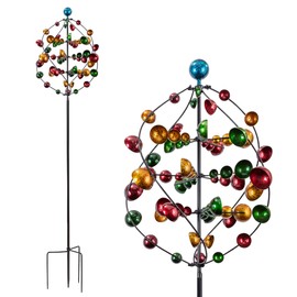 Alpine Corporation 71" Tall Orbital Wind Spinner Garden Stake, Multicolor