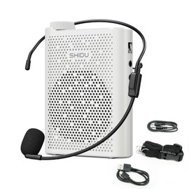 SHIDU Voice Amplifier, 10W Portable Speaker with Microphone Rechargable Personal PA System Support Bluetooth 5.0, TF, AUX for Teacher, Classroom, Tour Guide, Yoga, Speech, Meeting (White)