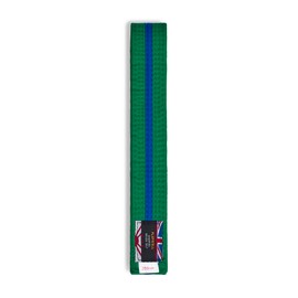 Playwell Martial Arts Cotton Coloured Belt With Various Coloured Stripes Grading Belt - (Karate, Judo Taekwondo) (Green Belt With Blue Stripe, 280cm)